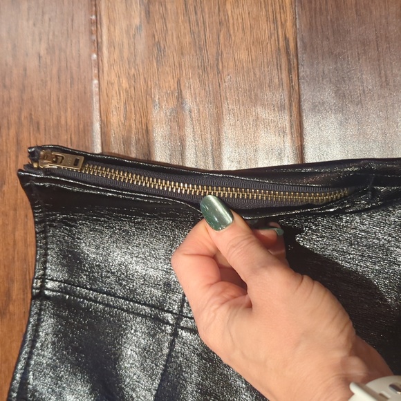 Free People coated shiny black mini skirt holding on to a dream - Picture 5 of 13